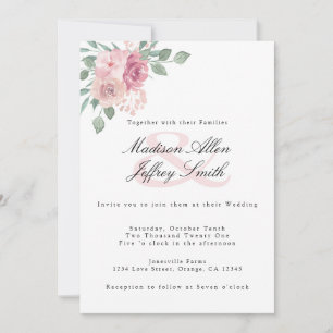 Anúncio Convocação de Casamento Floral Dusty Rosa Blush