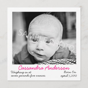 Anúncio cor-de-rosa do nascimento