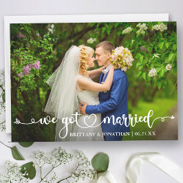 Anúncio Coração de Caligrafia Moderna Casamos