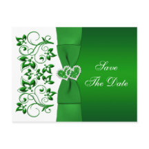 Coração Floral Verde e Branco em Cartão Postal de 