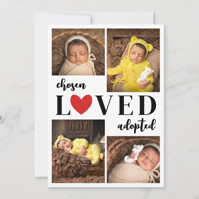 Anúncio Coração Vermelho Escolhido Amado Colagem de Fotos  (Frente)