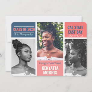 Anúncio Coral de 3 fotos modernas Teal Graduação azul