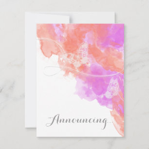 Anúncio Coral Orchid Watercolor Butterfly Noivado Annou