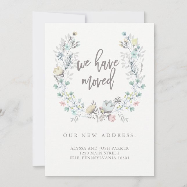 Anúncio Coroa Botânica Floral Aquarela | Novo Endereço (Frente)