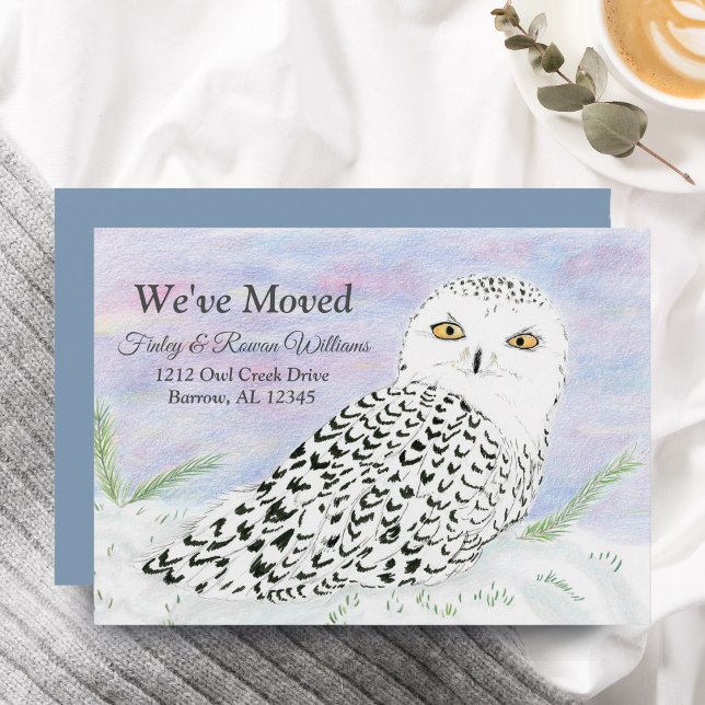 Anúncio Coruja Neve No Pôr do Sol de Inverno Lápis de Cor  (Capture the magic of your move with this enchanting snowy owl.)