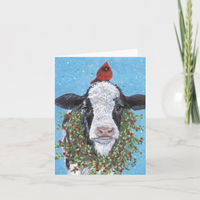 Anúncio Cow and Cardinal Folded Card (Frente)