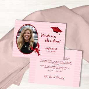 Anúncio Crawfish Boil Pinch Me Pink & Red Photo Graduação