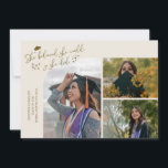 Anúncio Cream Graduate She Believed Multi Photo<br><div class="desc">Modern and whimsical graduation announcement photo card featuring 3 photos on the front and 1 on the back. The text says "She believed she could so she did" with twinkling stars. Add the graduate's name,  information,  and message to personalize this card. Cream.</div>