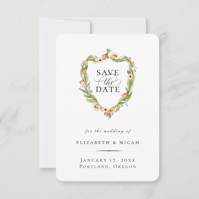 Anúncio Crista Botânica de Pêssego Save The Date (Frente)