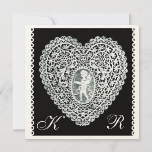 Anúncio CUPID LACE HEART MONOGRAMA, papel de feltro