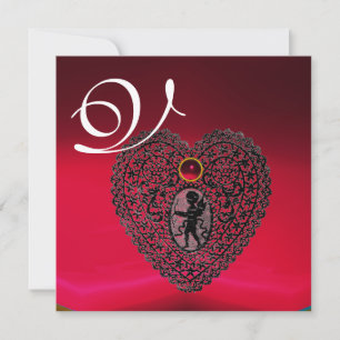 Anúncio CUPID LACE HEART MONOGRAMA, preto vermelho