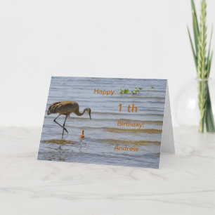 Anúncio Cute Baby Bird in the lake Happy 1th Birthday