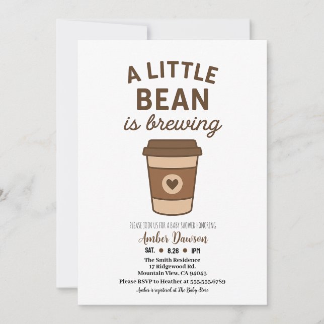 Anúncio Cute Brown & White Neutral Coffee Bean Baby Shower (Frente)