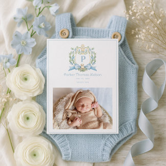 Anúncio Cute Puppy Blue Ribbon Crest | Baby Boy