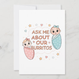 Anúncio Cute Twin Baby Burrito Announcement Illustration