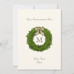 Anúncio Cypress Evergreen Wreath Monograma Personalizado