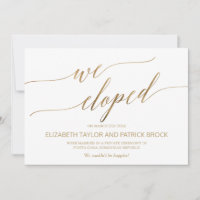 Anúncio da Elopeição da Caligrafia Dourada Elegant