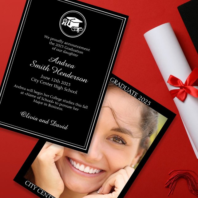 Anúncio da Foto de Graduação em Branco Preto (Criador carregado)