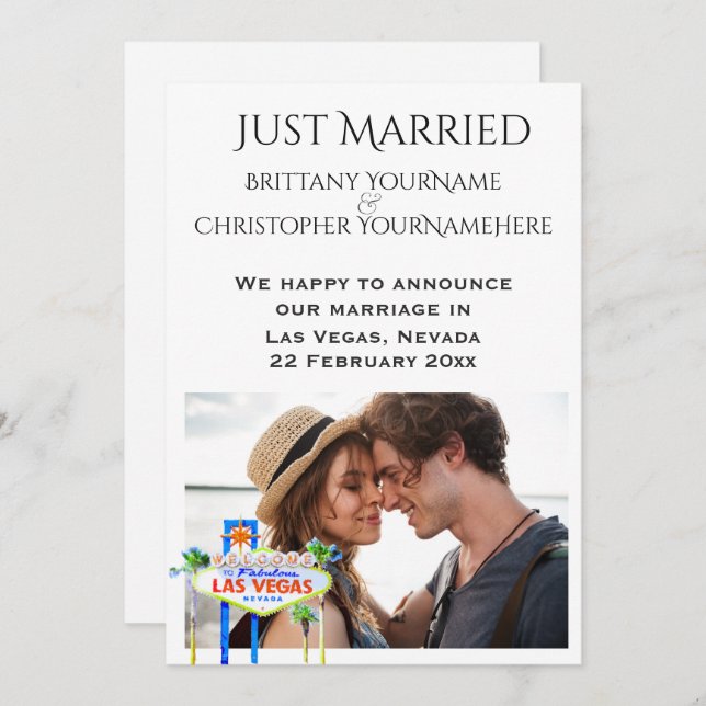 Anúncio da foto de Las Vegas do recem casados (Frente/Verso)