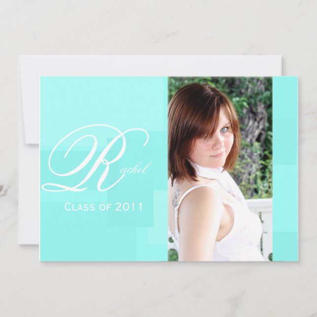 Anúncio da graduação do bloco da cor de turquesa (Frente)