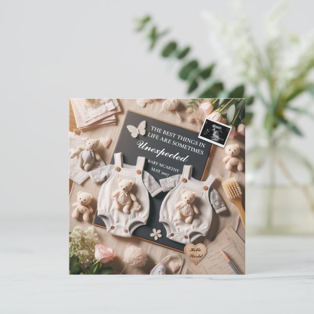 Anúncio da gravidez gêmea bebê digital revela (Em pé/Frente)