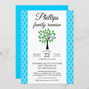 Anúncio da Reunião da Família de Fita Azul e Branc