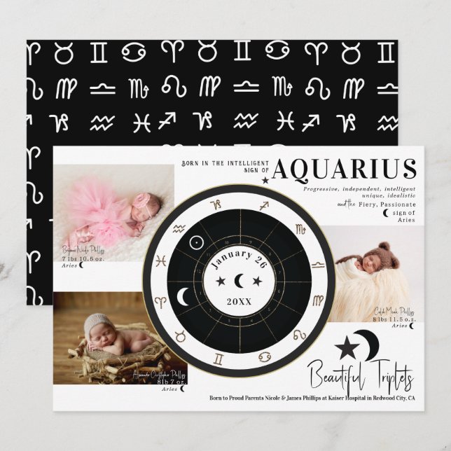 Anúncio da Tríade de Astrologia Sol Lua Personaliz (Frente/Verso)