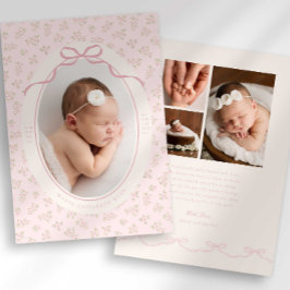Anúncio Dainty Floral Coquette Photo Birth Announcement