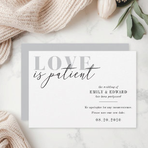 Anúncio de Adiamento de Casamento Amor é Paciente