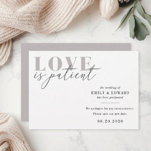 Anúncio de Adiamento de Casamento Amor é Paciente
