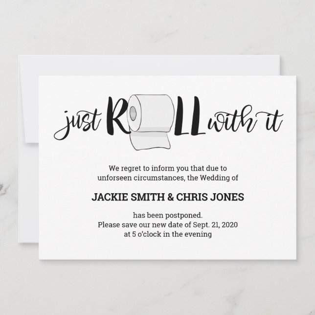 Anúncio de adiamento de casamento - Apenas rolo (Frente)