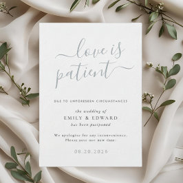 Anúncio de Adiamento de Casamento Blue Hand Script