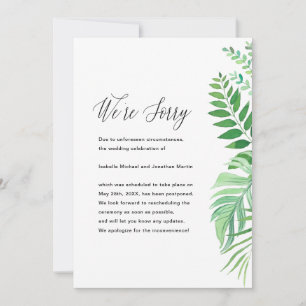 Anúncio de Adiamento de Casamento com Folhas Simpl