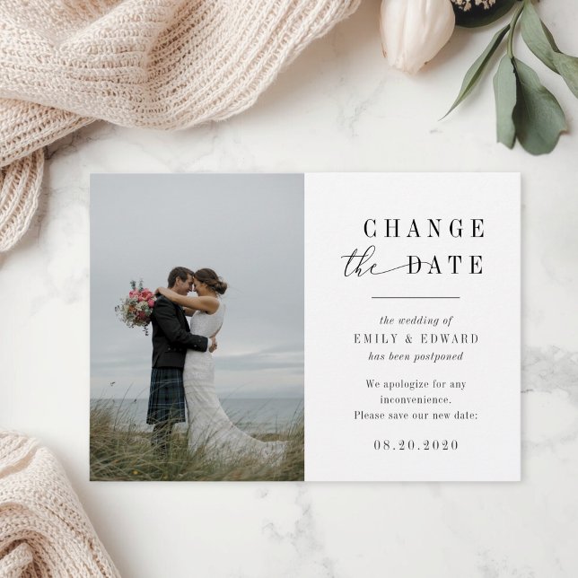 Anúncio de Adiamento de Casamento com Foto Moderna (Criador carregado)