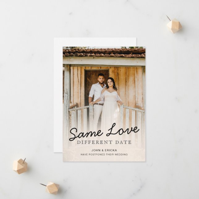 Anúncio de Adiamento de Casamento com Rótulo Simpl (Frente/Verso In Situ)