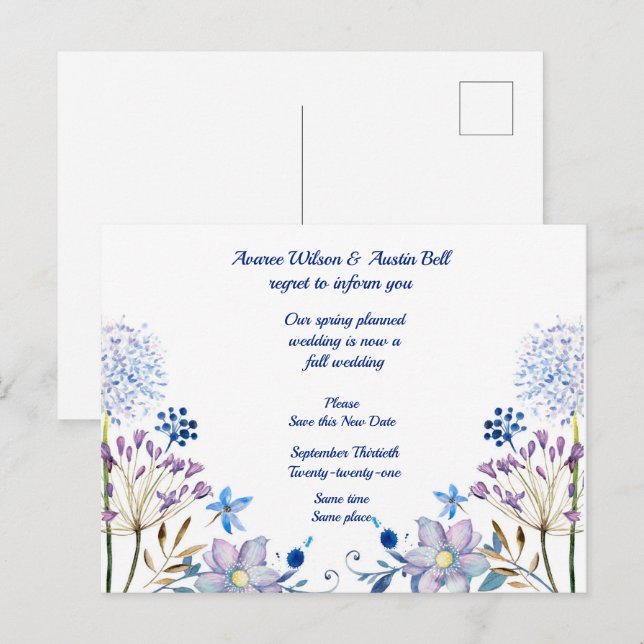 Anúncio de Adiamento de Casamento da Primavera ao  (Frente/Verso)