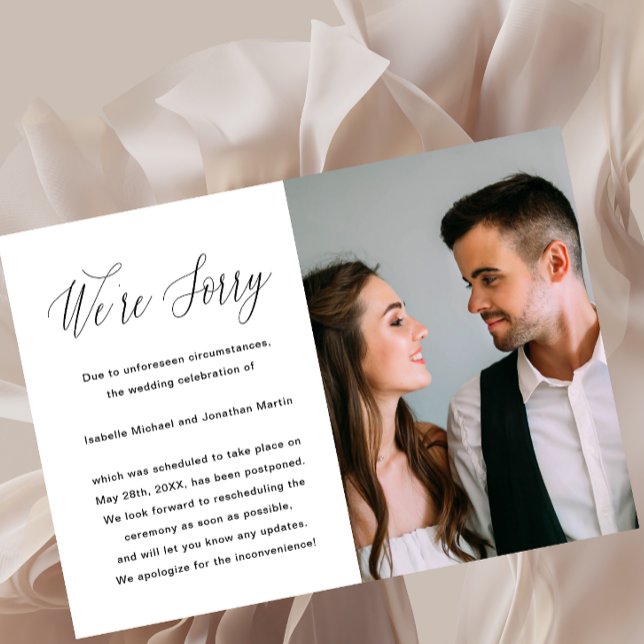 Anúncio de Adiamento de Casamento de Foto Simples (Criador carregado)