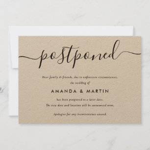Anúncio de Adiamento de Casamento em Papel Kraft M