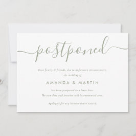 Anúncio de Adiamento de Casamento em Verde Sage Mo