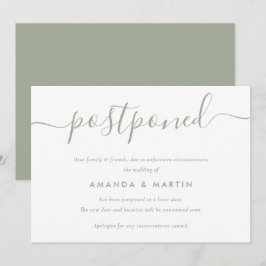 Anúncio de Adiamento de Casamento em Verde Sage Mo