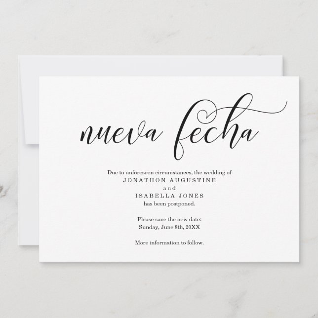 Anúncio de adiamento de casamento espanhol (Frente)
