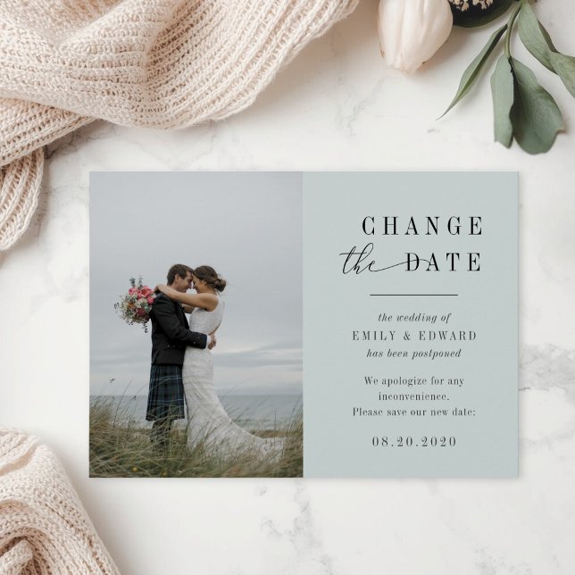 Anúncio de Adiamento de Casamento Modern Sage (Criador carregado)