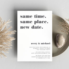 Anúncio de adiamento de casamento moderno cinza