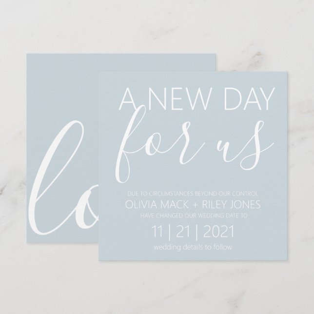 Anúncio de Adiamento de Casamento para Novo Dia de (Frente/Verso)