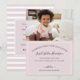 Anúncio de Adoção Blush Rosa e White Stripe