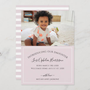 Anúncio de Adoção Blush Rosa e White Stripe