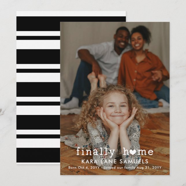 Anúncio de Adoção com Foto do Coração Finalmente e (Frente/Verso)