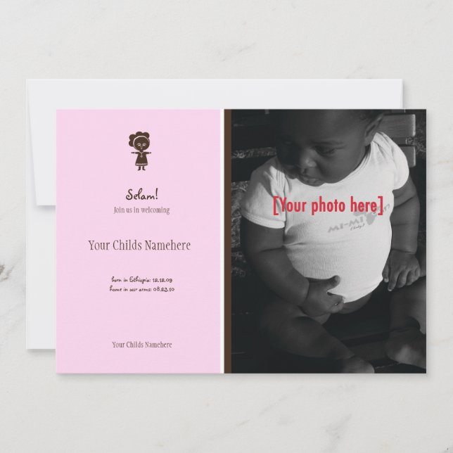 Anúncio de adoção de garota etíope (Frente)