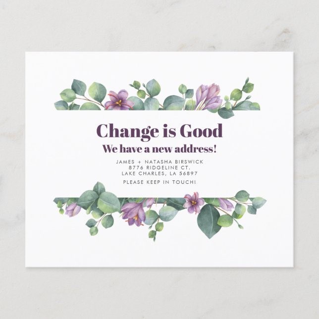 Anúncio de alteração de endereço do Eucalyptus de  (Frente)