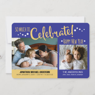 Anúncio de Anos novos Azuis e Dourados